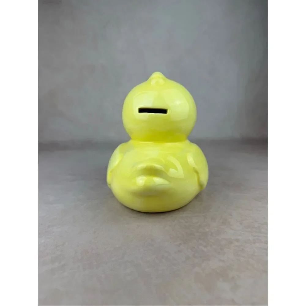 Vintage Y2K Ceramic Duck Coin Bank Rubber Ducky Piggy Bank